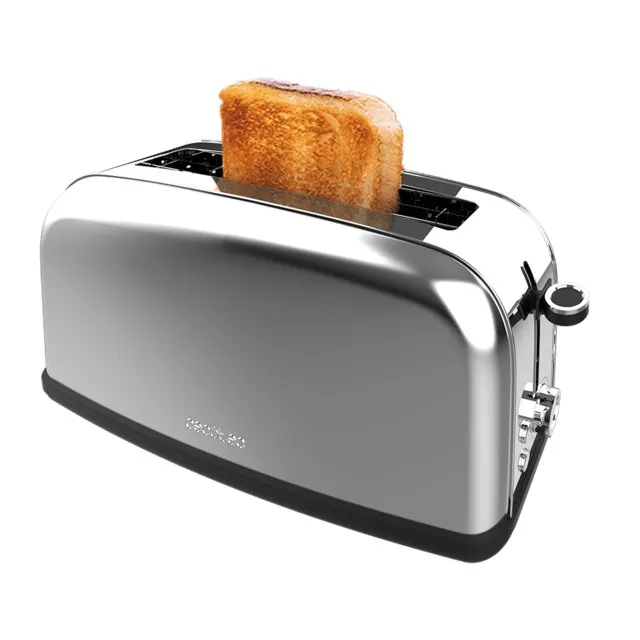 Cecotec Toastin' Time 850 Tostadora de Ranura Larga - 850W - Ranura Ancha hasta 3.8cm - 7 Niveles de Tostado - Sistema de Autocentrado - Bandeja Recogemigas Extraible - Acero Inoxidable - immagine 1