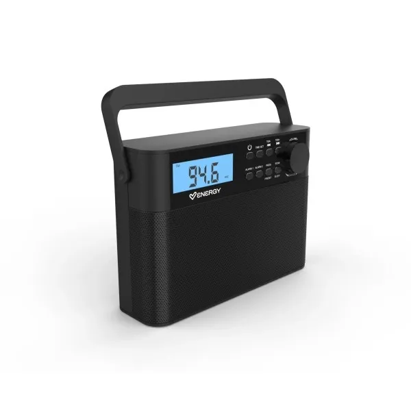 Radio FM portatile da cucina Energy System - Antenna telescopica - Doppio allarme - Alimentazione CC o 6xAA - Nera - immagine 1