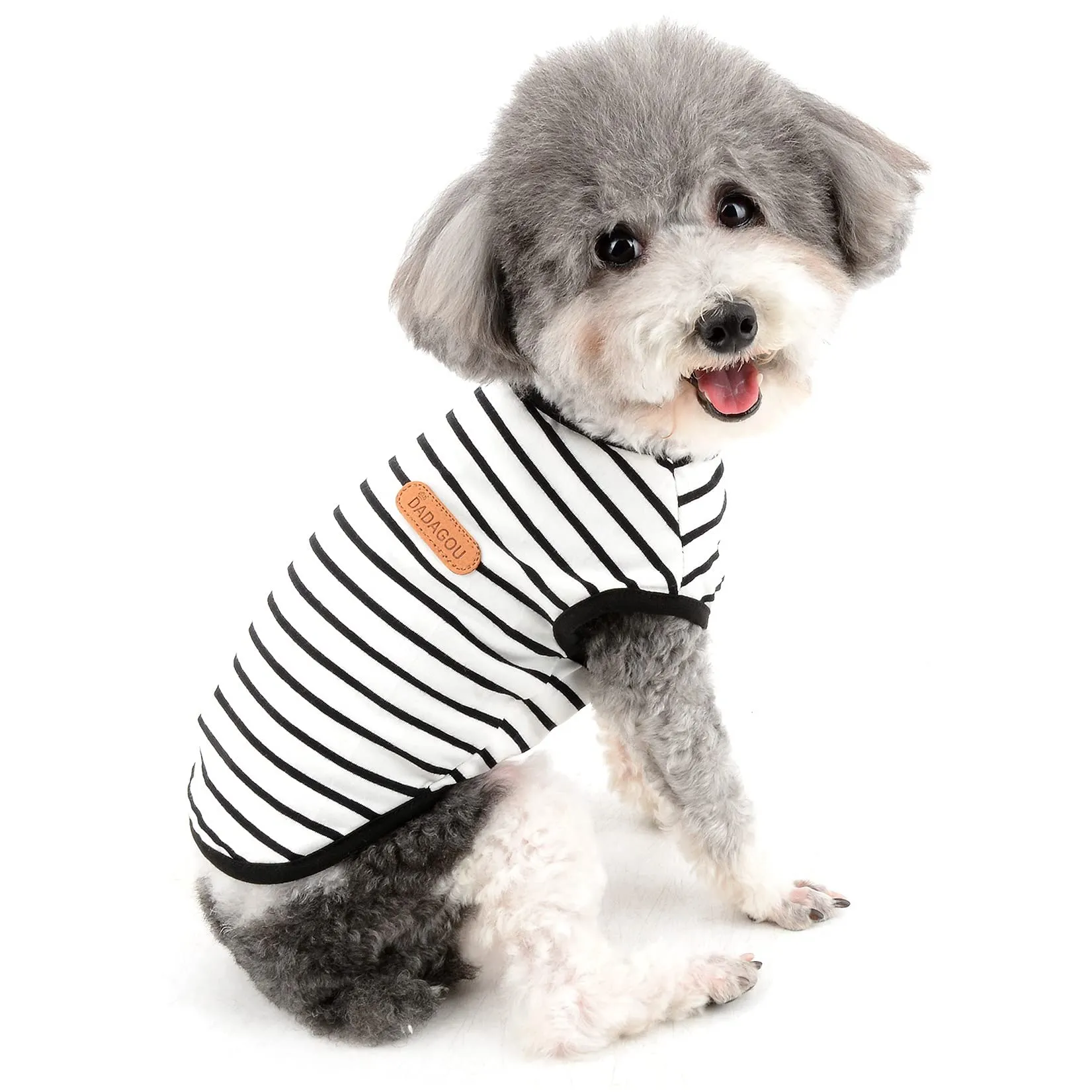 Zunea Maglietta Estate per Cani Piccola Taglia Vestiti a Righe Traspirante in Morbido Cotone per Animali Domestici Cuccioli Gatti Canotta Senza Maniche Chihuahua Tee Shirt Abbigliamento Nero XL - immagine 1