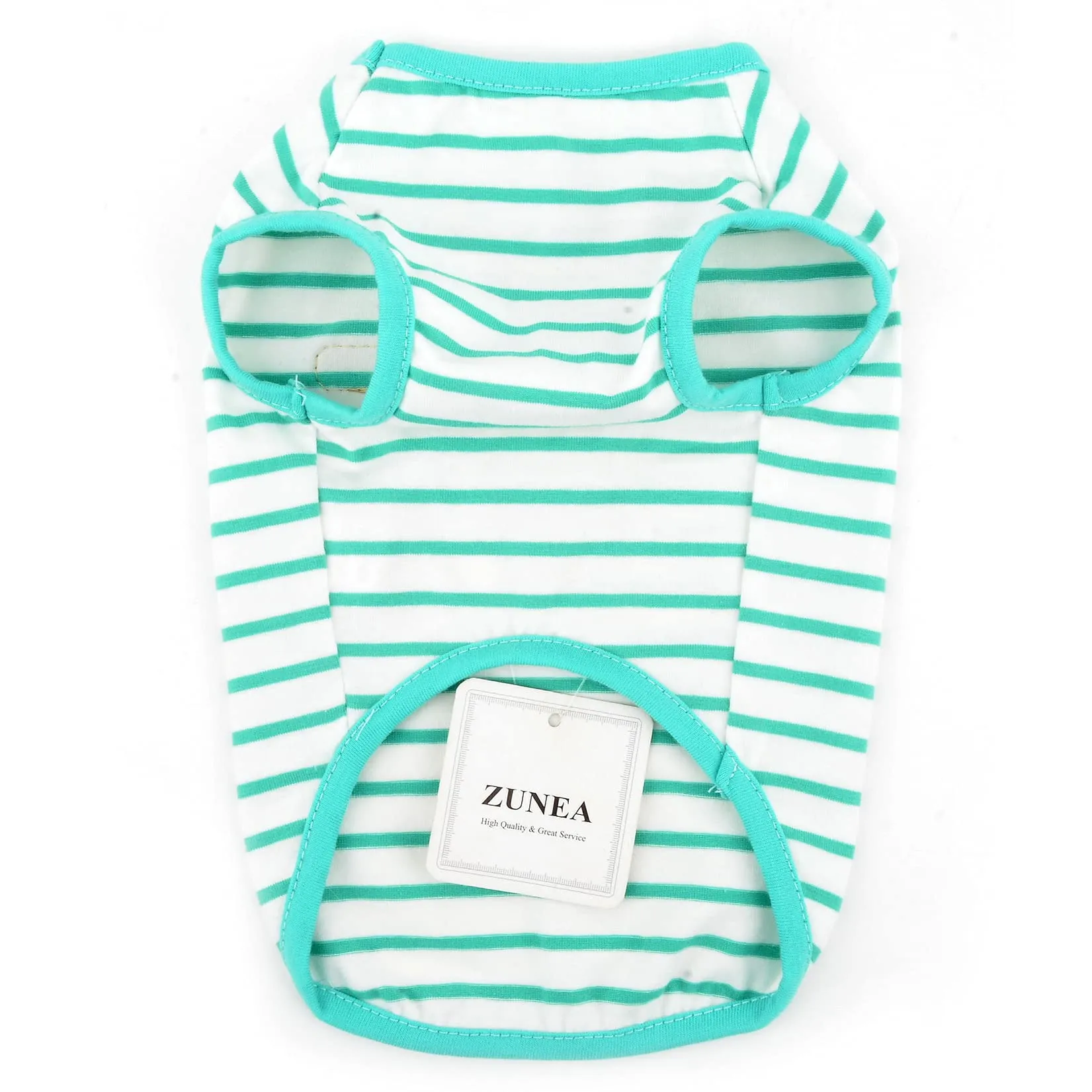 Zunea Maglietta Estate per Cani Piccola Taglia Vestiti a Righe Traspirante in Morbido Cotone per Animali Domestici Cuccioli Gatti Canotta Senza Maniche Chihuahua Tee Shirt Abbigliamento Verde L - immagine 4