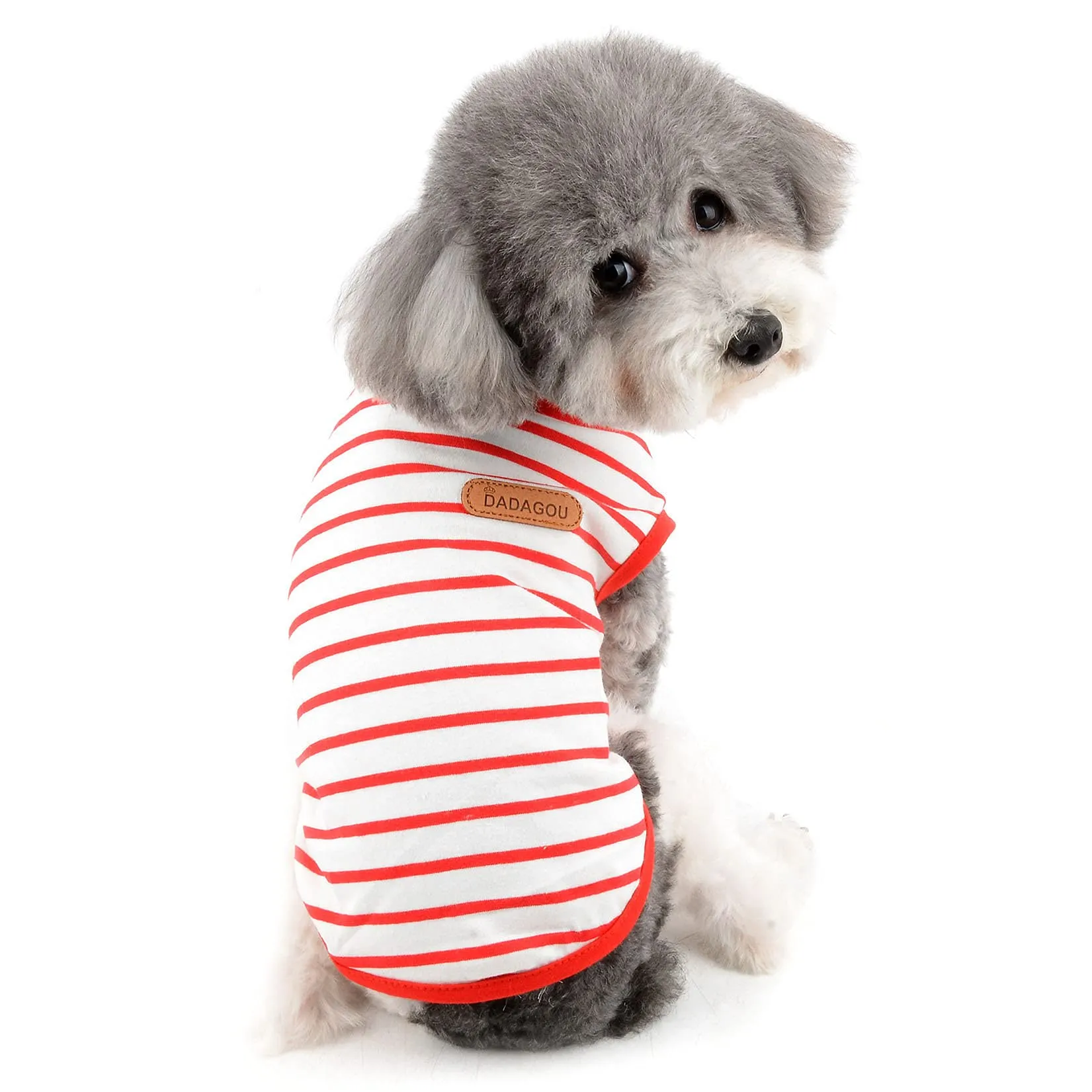 Zunea Maglietta Estate per Cani Piccola Taglia Vestiti a Righe Traspirante in Morbido Cotone per Animali Domestici Cuccioli Gatti Canotta Senza Maniche Chihuahua Tee Shirt Abbigliamento Rosso L - immagine 2