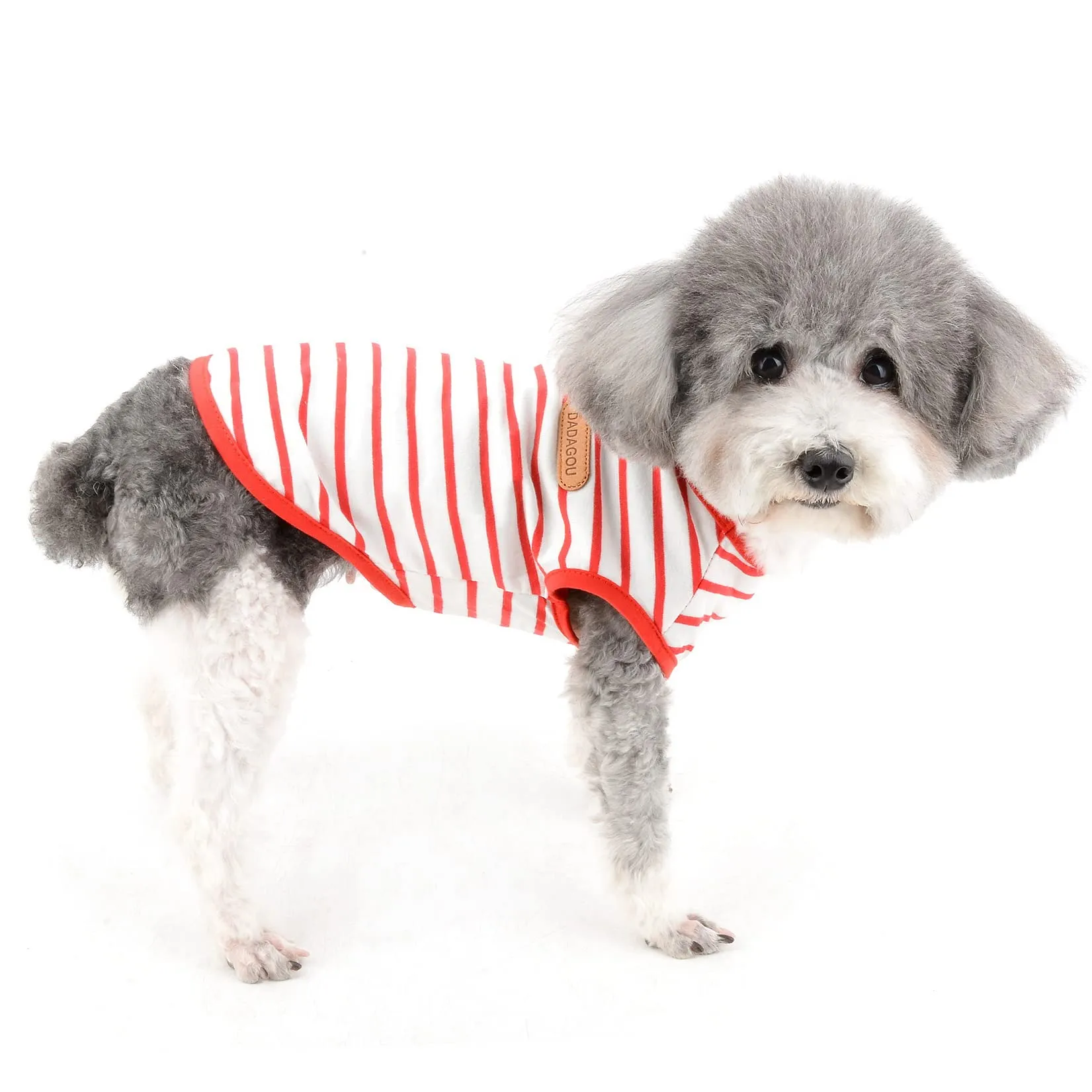 Zunea Maglietta Estate per Cani Piccola Taglia Vestiti a Righe Traspirante in Morbido Cotone per Animali Domestici Cuccioli Gatti Canotta Senza Maniche Chihuahua Tee Shirt Abbigliamento Rosso L - immagine 7