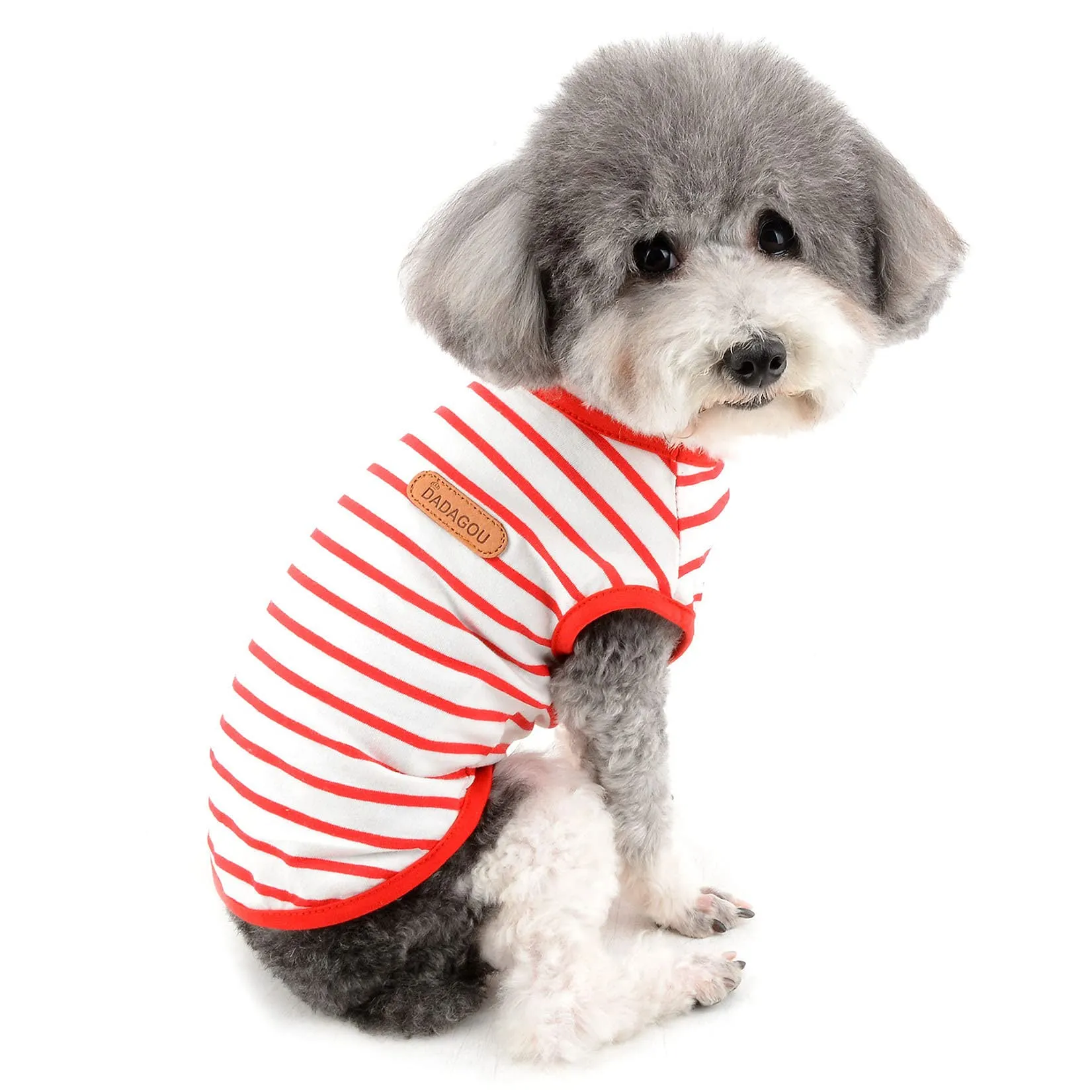 Zunea Maglietta Estate per Cani Piccola Taglia Vestiti a Righe Traspirante in Morbido Cotone per Animali Domestici Cuccioli Gatti Canotta Senza Maniche Chihuahua Tee Shirt Abbigliamento Rosso XS - immagine 1
