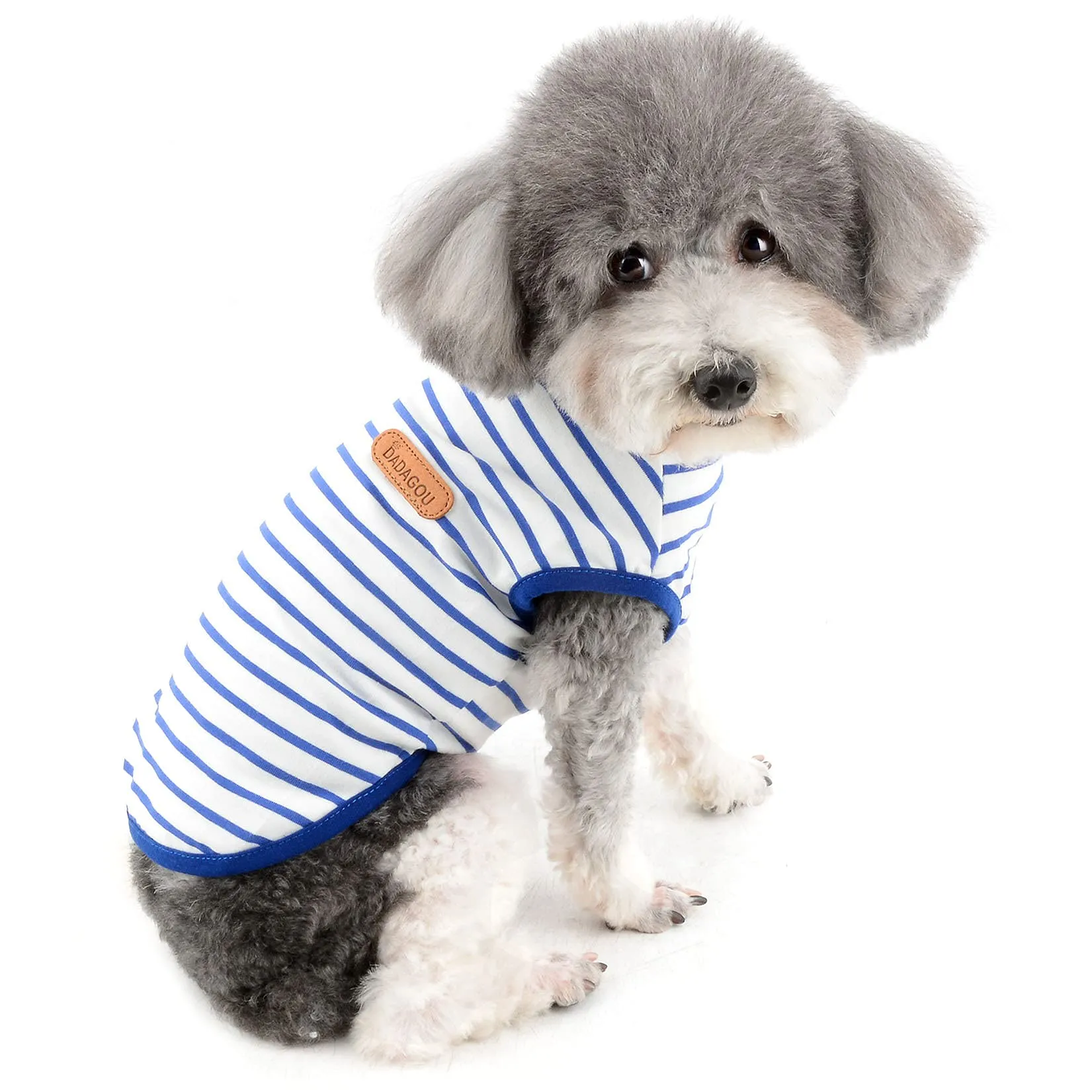 Zunea Maglietta Estate per Cani Piccola Taglia Vestiti a Righe Traspirante in Morbido Cotone per Animali Domestici Cuccioli Gatti Canotta Senza Maniche Chihuahua Tee Shirt Abbigliamento Blu XL - immagine 1