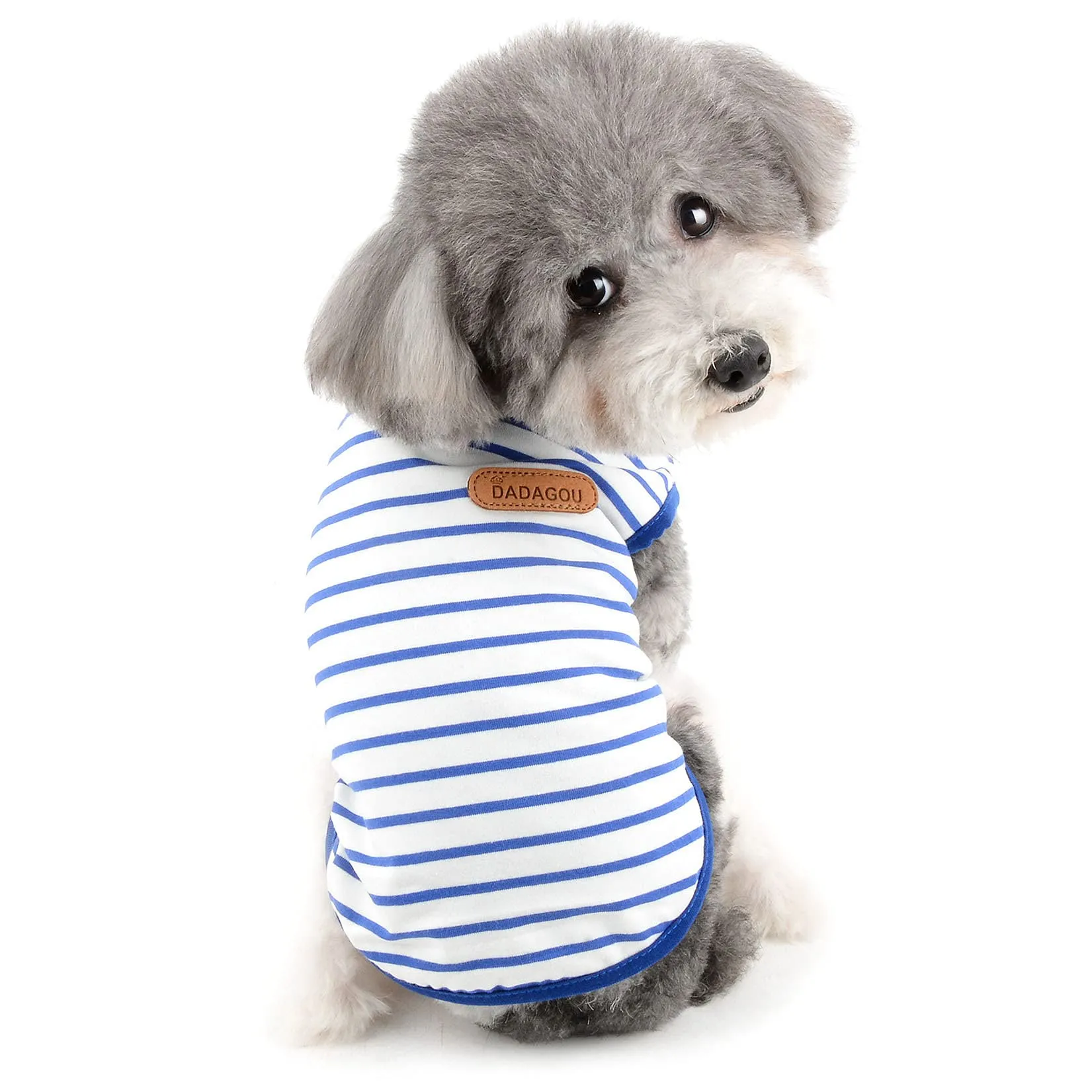Zunea Maglietta Estate per Cani Piccola Taglia Vestiti a Righe Traspirante in Morbido Cotone per Animali Domestici Cuccioli Gatti Canotta Senza Maniche Chihuahua Tee Shirt Abbigliamento Blu M - immagine 2