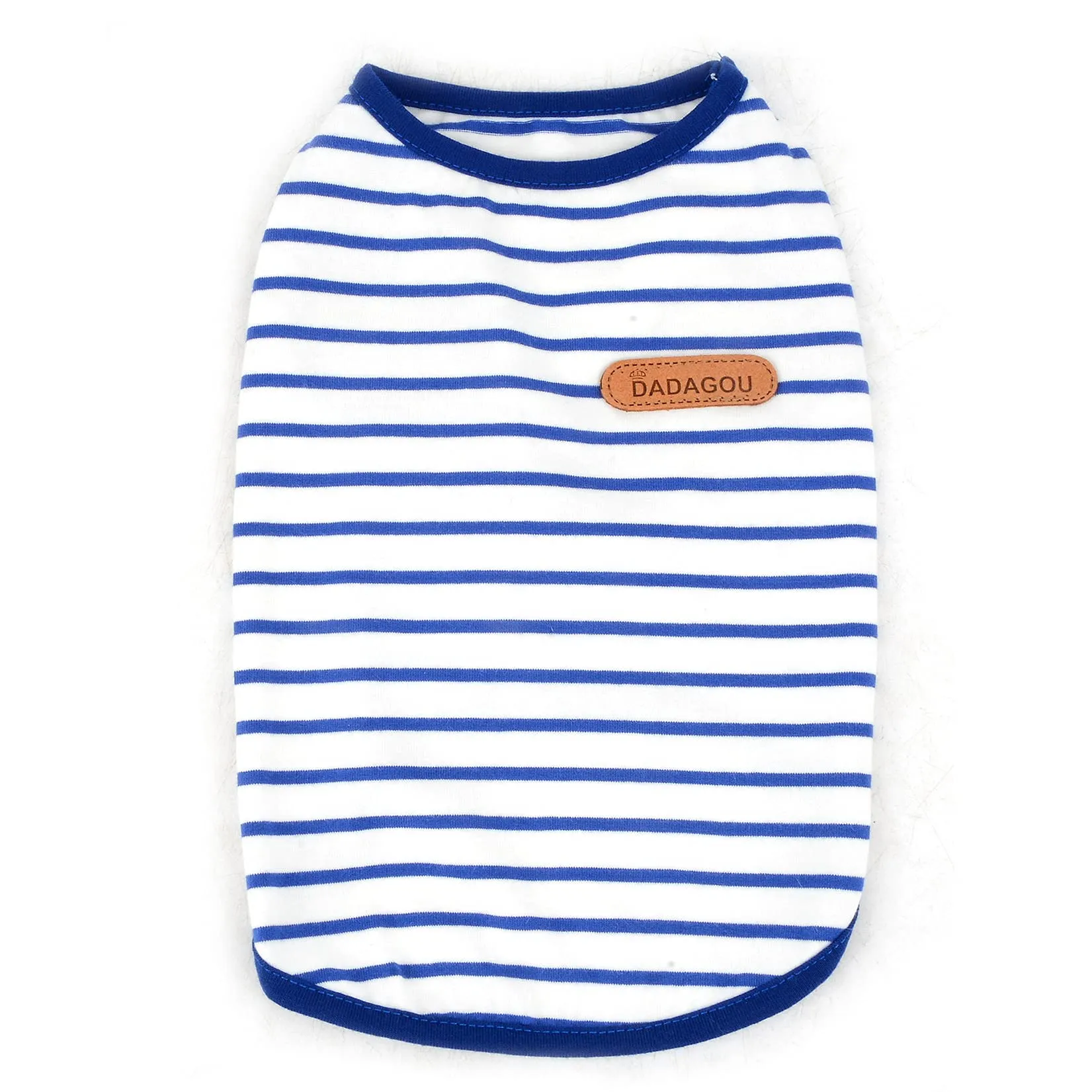 Zunea Maglietta Estate per Cani Piccola Taglia Vestiti a Righe Traspirante in Morbido Cotone per Animali Domestici Cuccioli Gatti Canotta Senza Maniche Chihuahua Tee Shirt Abbigliamento Blu M - immagine 3