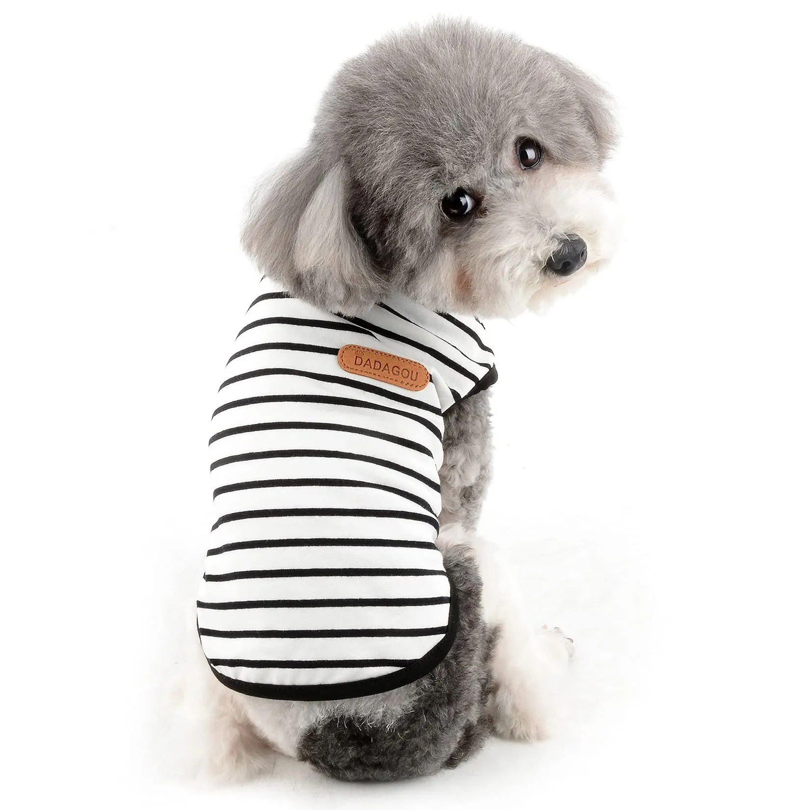 Zunea Maglietta Estate per Cani Piccola Taglia Vestiti a Righe Traspirante in Morbido Cotone per Animali Domestici Cuccioli Gatti Canotta Senza Maniche Chihuahua Tee Shirt Abbigliamento Nero XXL - immagine 2