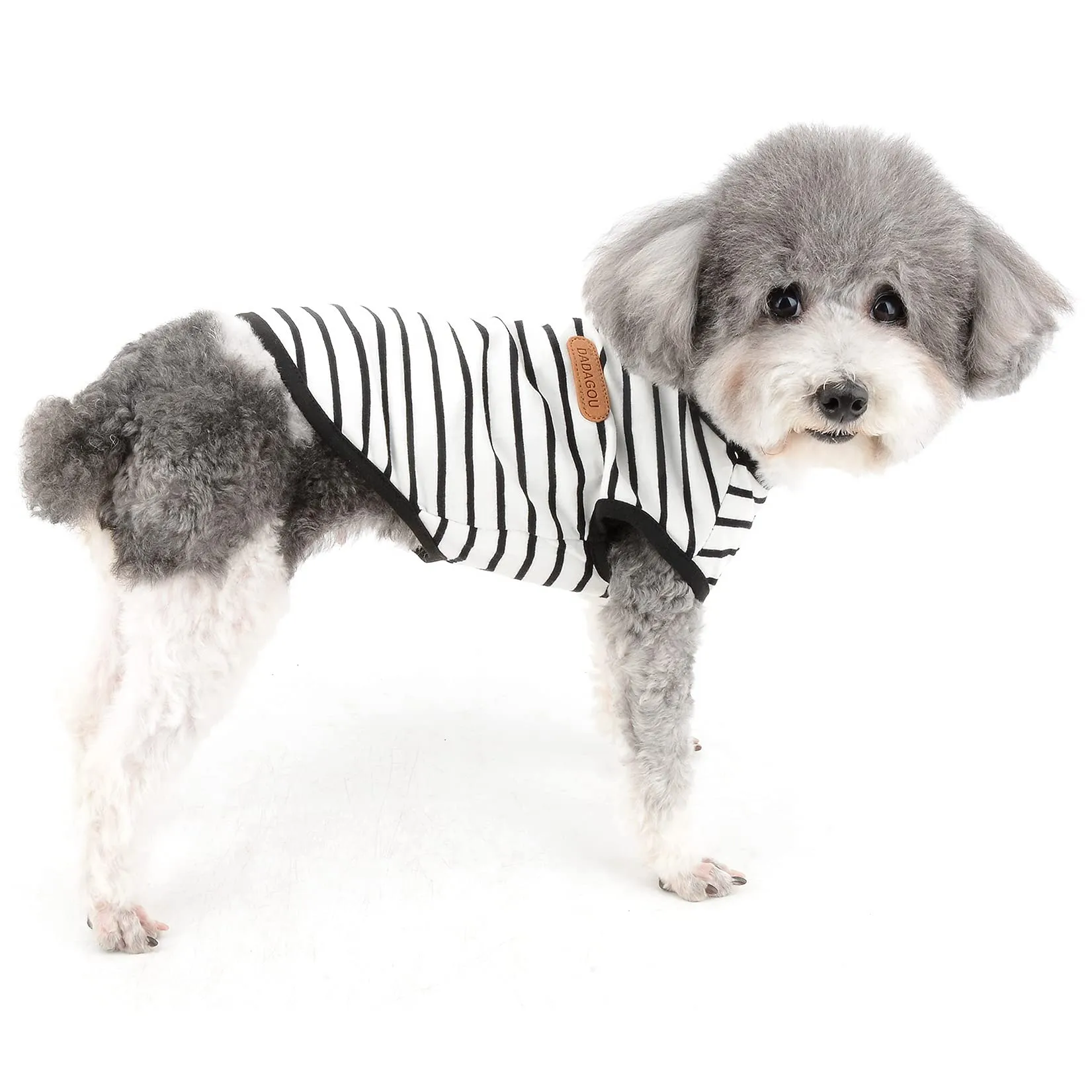 Zunea Maglietta Estate per Cani Piccola Taglia Vestiti a Righe Traspirante in Morbido Cotone per Animali Domestici Cuccioli Gatti Canotta Senza Maniche Chihuahua Tee Shirt Abbigliamento Nero S - immagine 8
