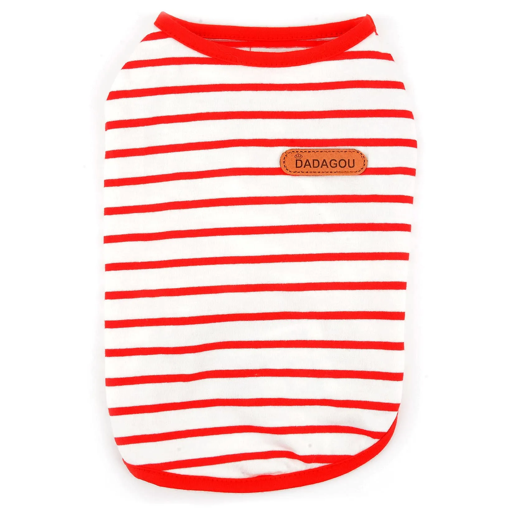 Zunea Maglietta Estate per Cani Piccola Taglia Vestiti a Righe Traspirante in Morbido Cotone per Animali Domestici Cuccioli Gatti Canotta Senza Maniche Chihuahua Tee Shirt Abbigliamento Rosso M - immagine 3