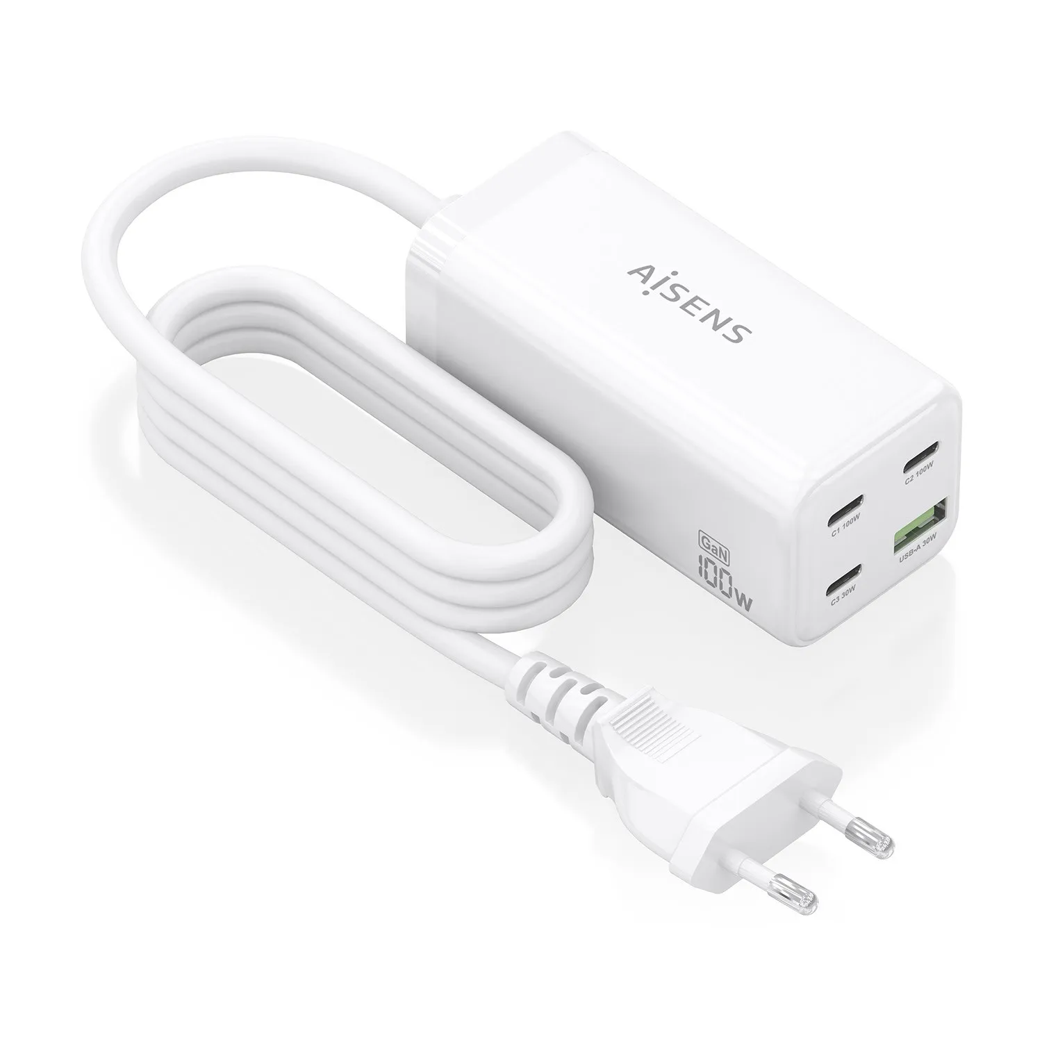 AISENS ASCH-100W4P053-W Caricabatterie per dispositivi mobili Universale Bianco AC Ricarica rapida Interno - immagine 1