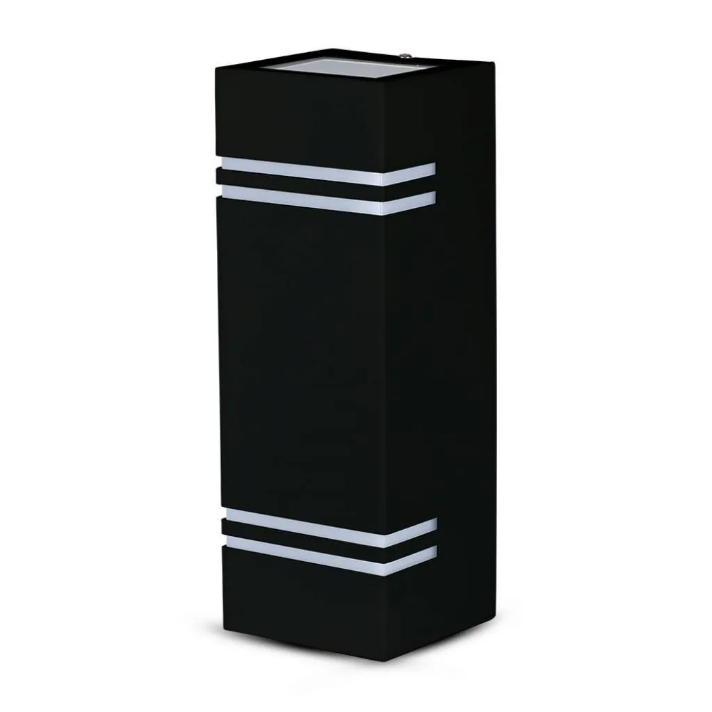 V-TAC Portafaretto LED Doppio da Muro 2*GU10 e GU5.3 (MR16) Quadrato in Alluminio Colore Nero IP44 - immagine 1