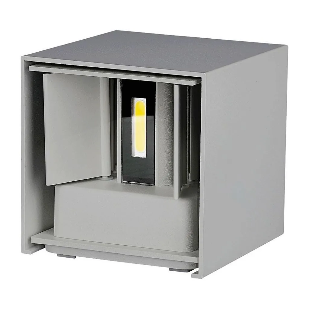 V-TAC Lampada LED da Muro Quadrata Doppio LED COB 11W Colore Grigio Satinato Fascio Luminoso Regolabile 3000K IP65 - immagine 1
