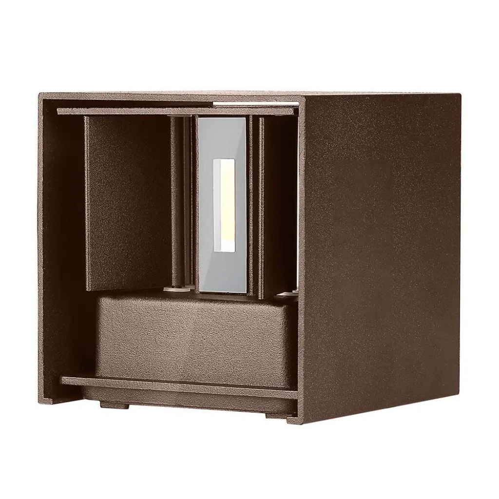V-TAC Lampada LED da Muro Quadrata Doppio LED COB 11W 140LM/W Colore Corten Satinato Fascio Luminoso Regolabile 3000K IP65 - immagine 1