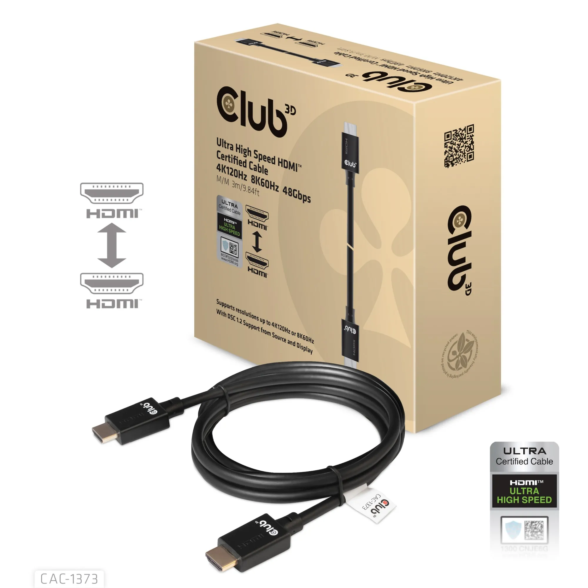 Club3D Hdmi 2.1 Male To Hdmi 2.1 Male Ultra High Speed 10K 120Hz 3M/ 9.84Ft - immagine 1