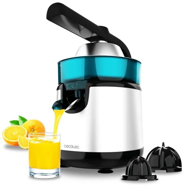 Spremiagrumi elettrico manuale Cecotec EssentialVita Hyden 120 in acciaio - Potenza 120W - Capacità 250ml - Beccuccio antigoccia - Acciaio inossidabile - Coni rimovibili - Bianco - immagine 1