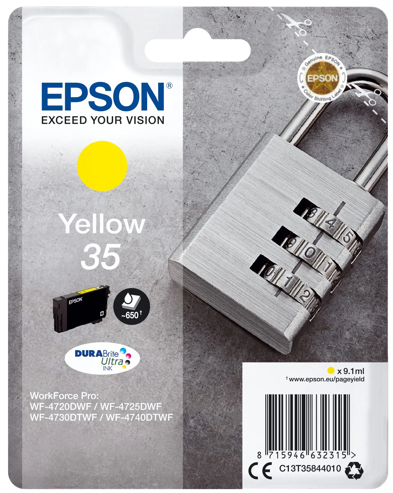 Epson Padlock Singlepack Yellow 35 DURABrite Ultra Ink - immagine 1