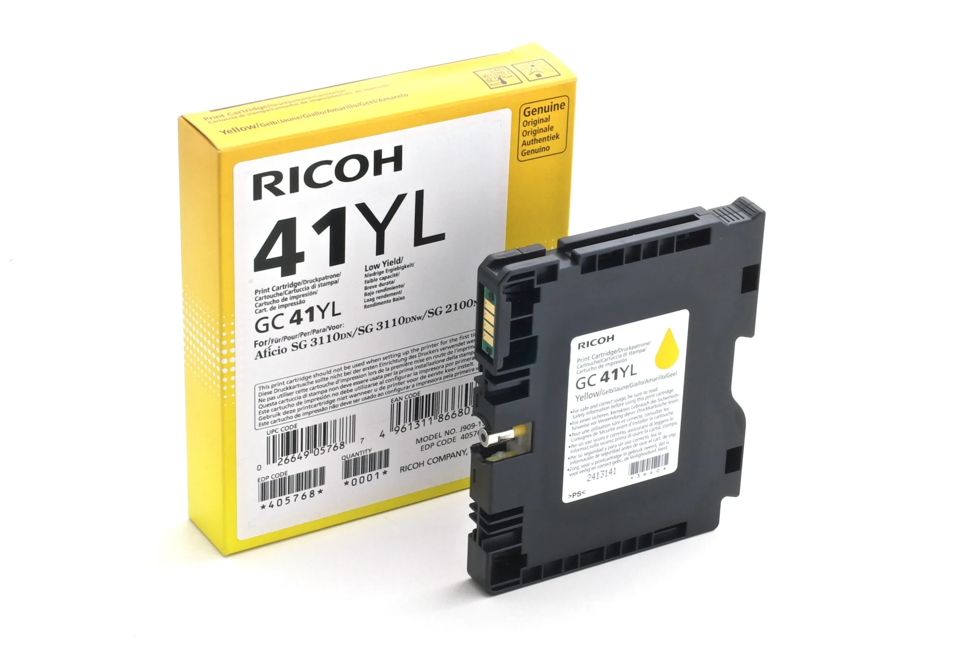 ORIGINALE Ricoh cartuccia gelo giallo GC41YL 405768 600 pagine - immagine 1