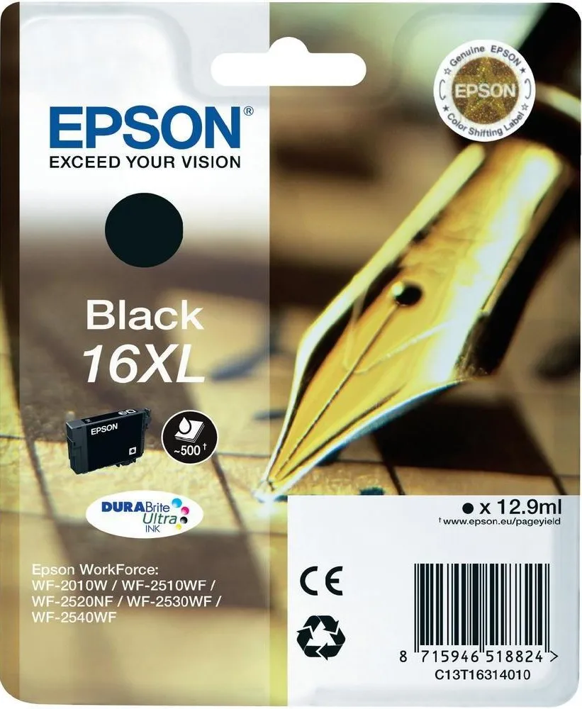 ORIGINALE Epson Cartuccia d'inchiostro nero C13T16314012 16 XL 500 pagine 129ml Cartuccie d?inchiostro XL - immagine 1