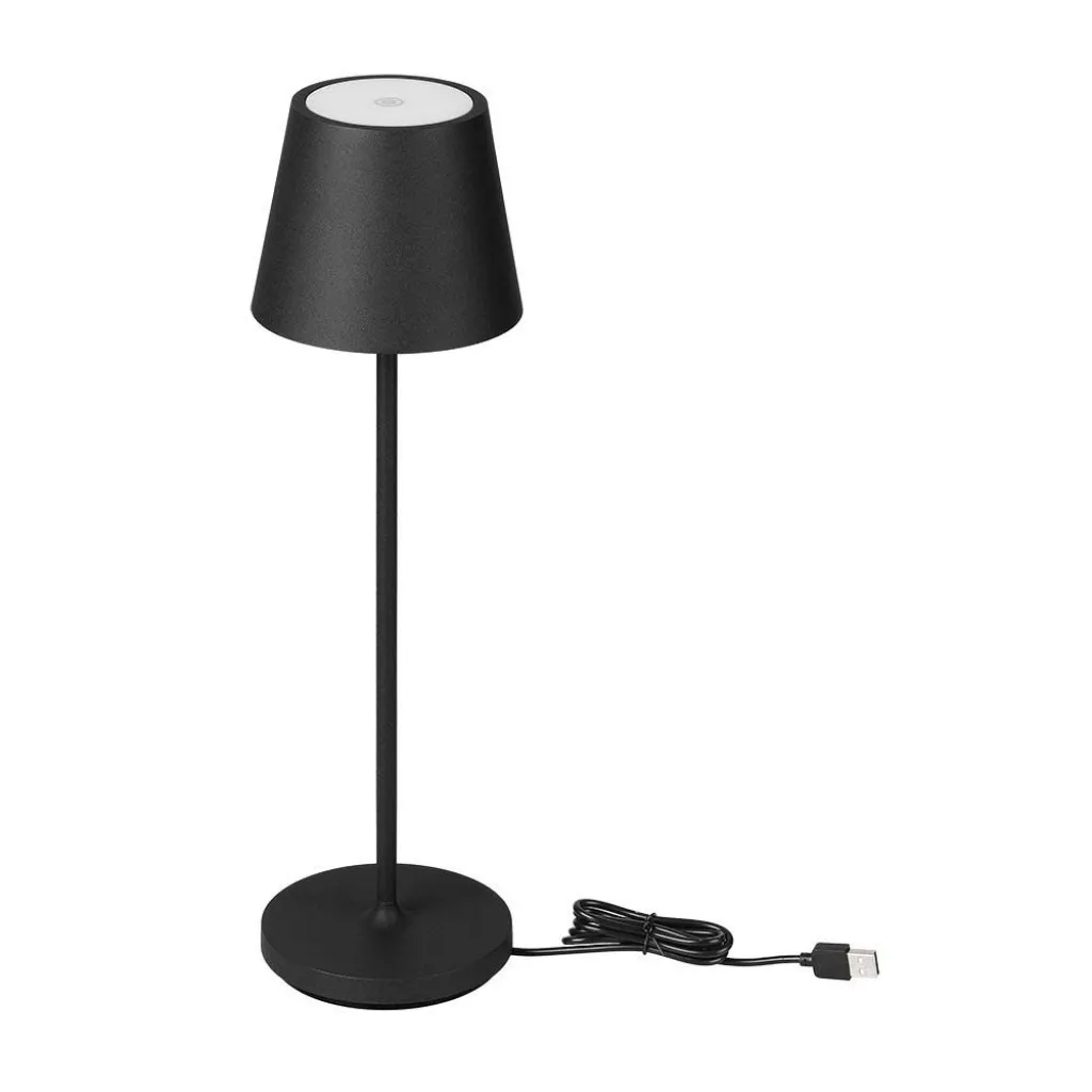 V-TAC Lampada LED da Tavolo 1.5W Colore Nero in Alluminio con caricatore Wireless e Touch Dimmerabile 3000K IP54 - immagine 1