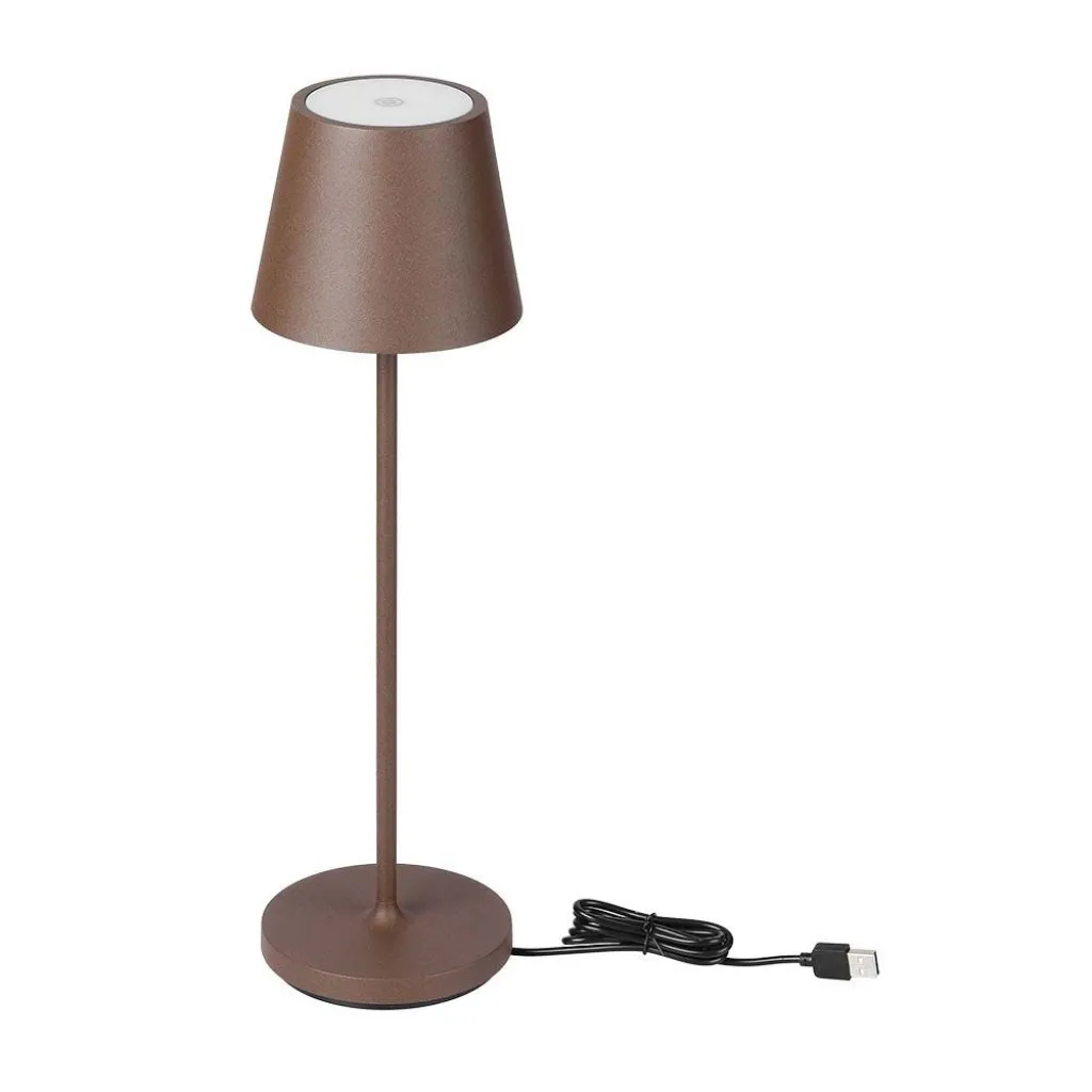 V-TAC Lampada LED da Tavolo 1.5W Colore Corten in Alluminio con caricatore Wireless e Touch Dimmerabile 3000K IP54 - immagine 1
