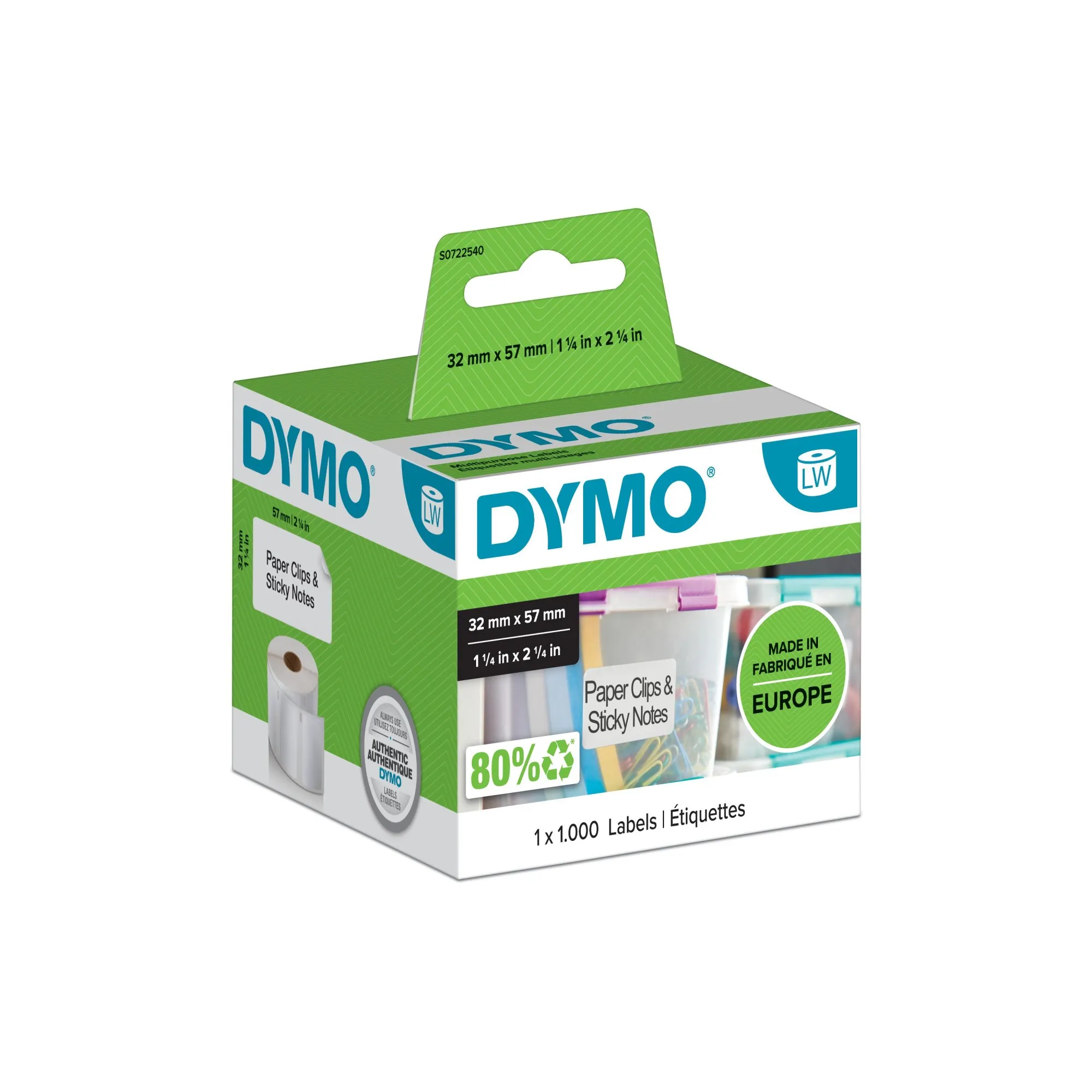 ORIGINALE DYMO Etichette Bianco S0722540 11354 Etichette 57x32mm bianco 1000 pezzi. - immagine 1