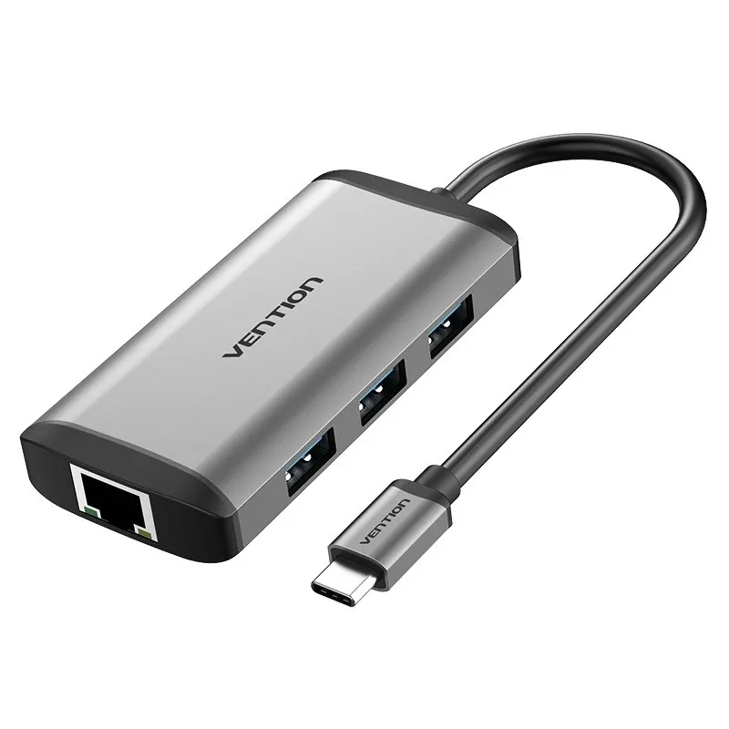 Vention CNCHB replicatore di porte e docking station per laptop Cablato USB 3.2 Gen 1 (3.1 Gen 1) Type-C Grigio - immagine 1