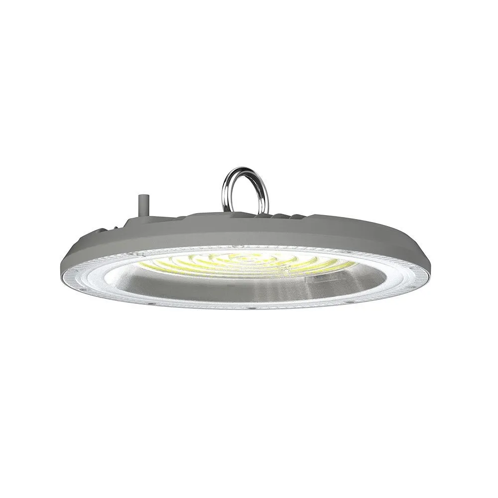 Campana Industriale LED 150W UFO Colore Grigio 90° con Interruttore Levetta CCT 3in1 3000K-6500K IP65 - immagine 1