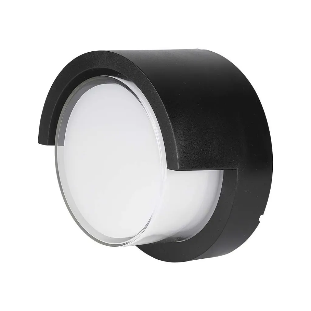 V-TAC Lampada LED da Muro Rotonda 12W con Diffusore Semicoperto Colore Nero 3000K IP65 - immagine 1