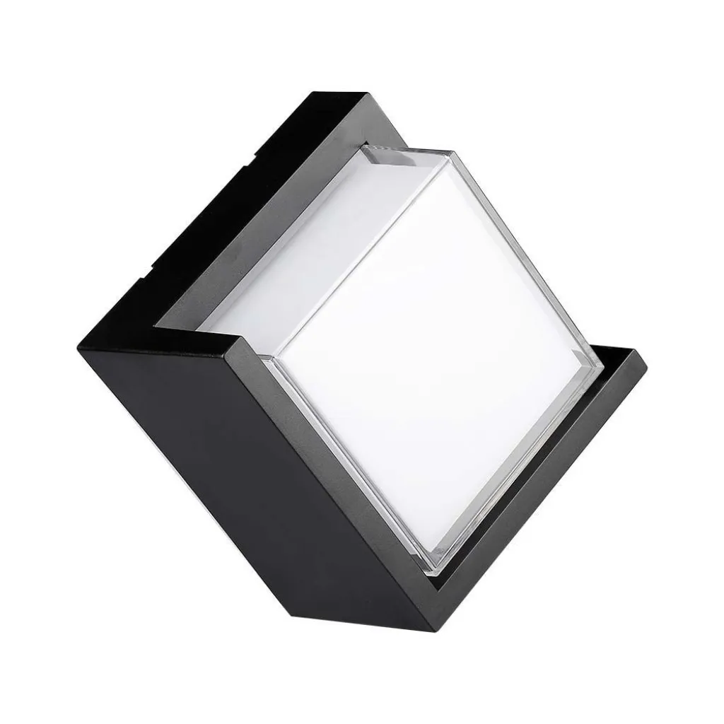 V-TAC Lampada LED da Muro Quadrato 12W con Diffusore Semicoperto Colore Nero 4000K IP65 - immagine 1