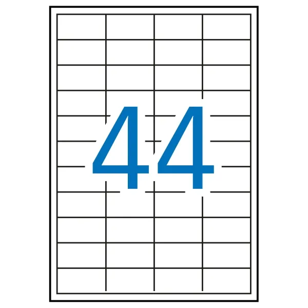Apli Confezione da 4.400 etichette rettangolari 485 x 254 mm - 100 fogli da 44 etichette - Adesivo rimovibile - Bordi dritti - Bianco - immagine 1