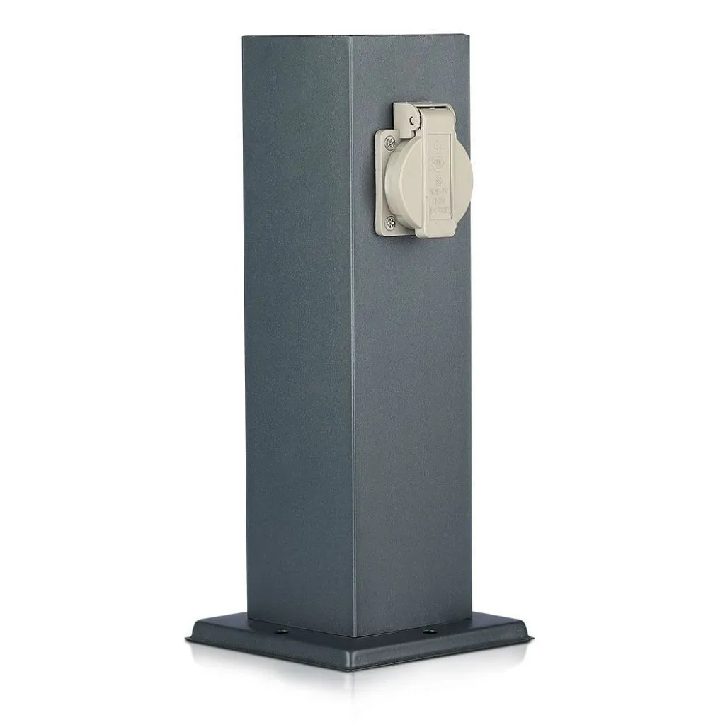 V-TAC Multipresa da Giardino a Colonna con 2 Prese 16A in Acciaio Inossidabile h: 300mm Colore Grigio Scuro IP44 - immagine 1