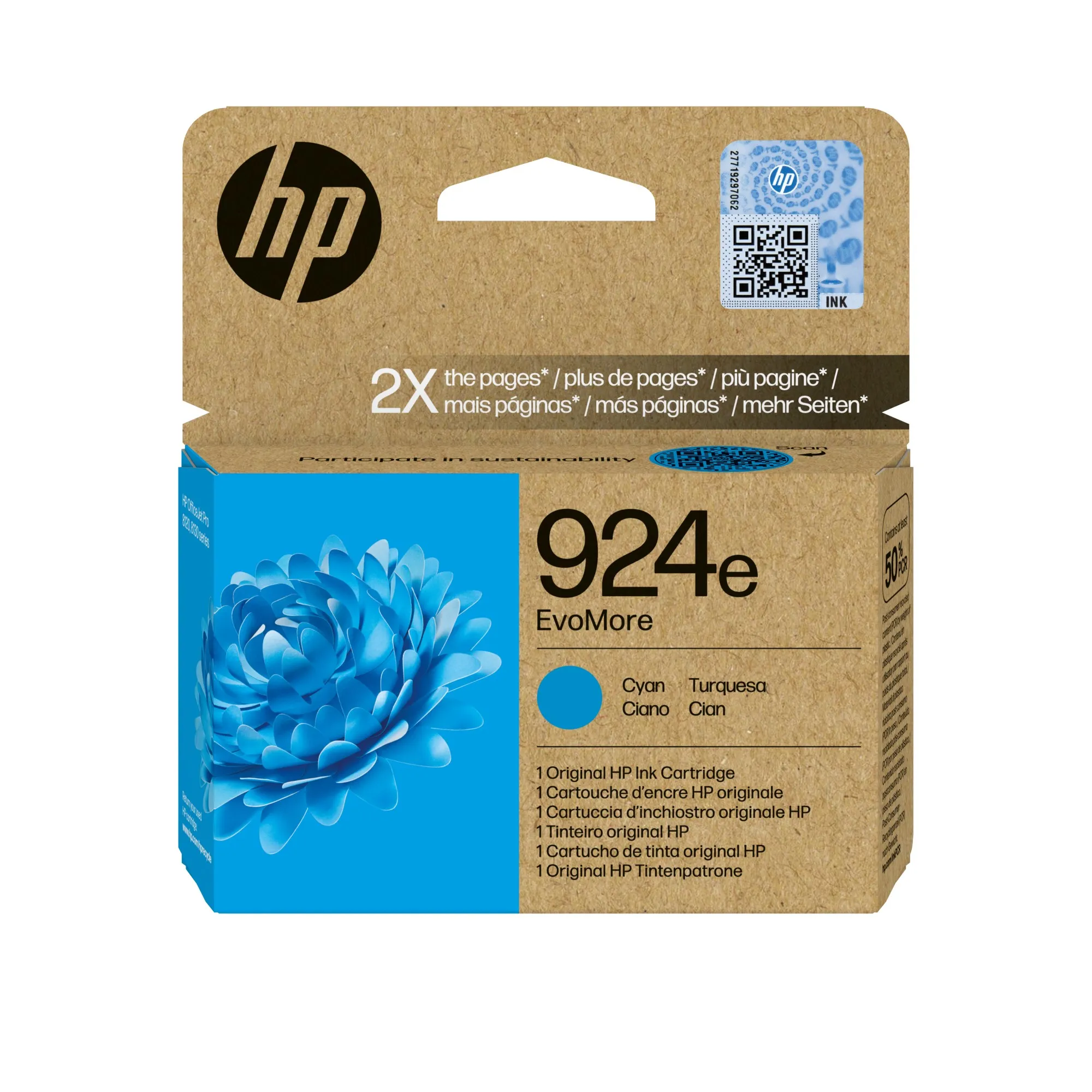 HP Cartuccia di inchiostro ciano originale 924e EvoMore - immagine 1
