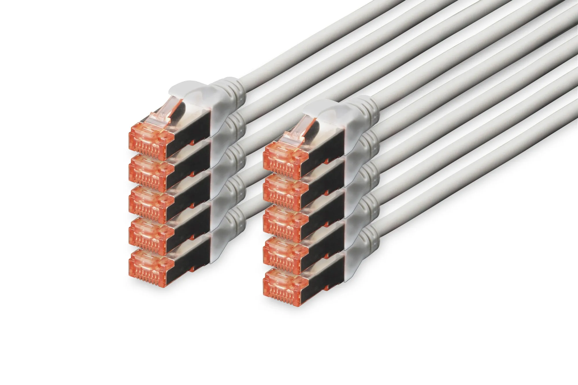 Confezione 10 Cavi Cat 6 Schermati S/Ftp Mt 2 Colore Grigio Digitus - immagine 1