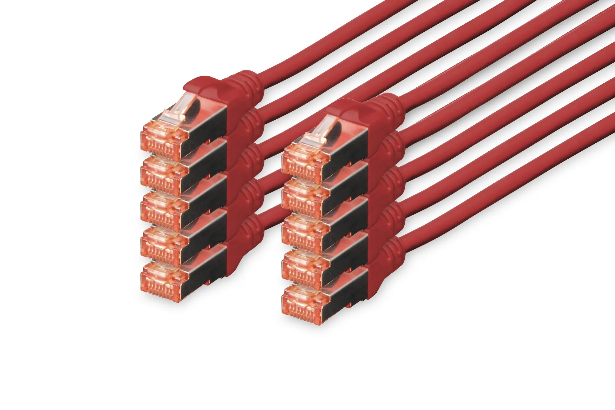 Confezione 10 Cavi Cat 6 Schermati S/Ftp Mt 2 Colore Rosso Digitus - immagine 1