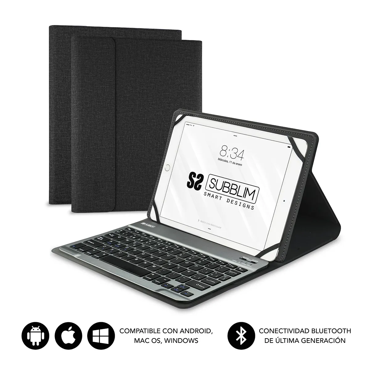 SUBBLIM SUB-KT2-BT0001 tastiera per dispositivo mobile QWERTY Spagnolo Bluetooth Nero - immagine 1