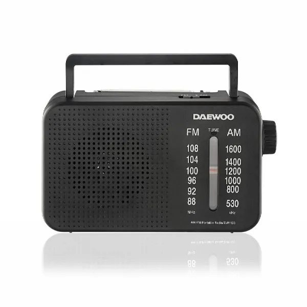 Radio AM/FM Daewoo - Jack da 35 mm - Antenna telescopica - Altoparlante integrato - Maniglia per il trasporto - 22x75x15 cm - Nera - immagine 1