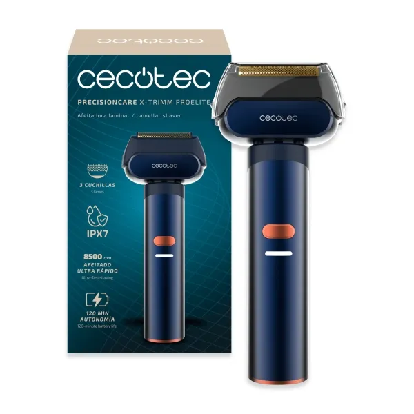 Rasoio cordless Cecotec PrecisionCare X-Trimm ProElite - Corpo in alluminio - 8500 giri/min - Batteria da 1300 mAh - Lame in titanio - 3 velocità - IPX7 - Blocco di sicurezza - Colore blu navy - immagine 1