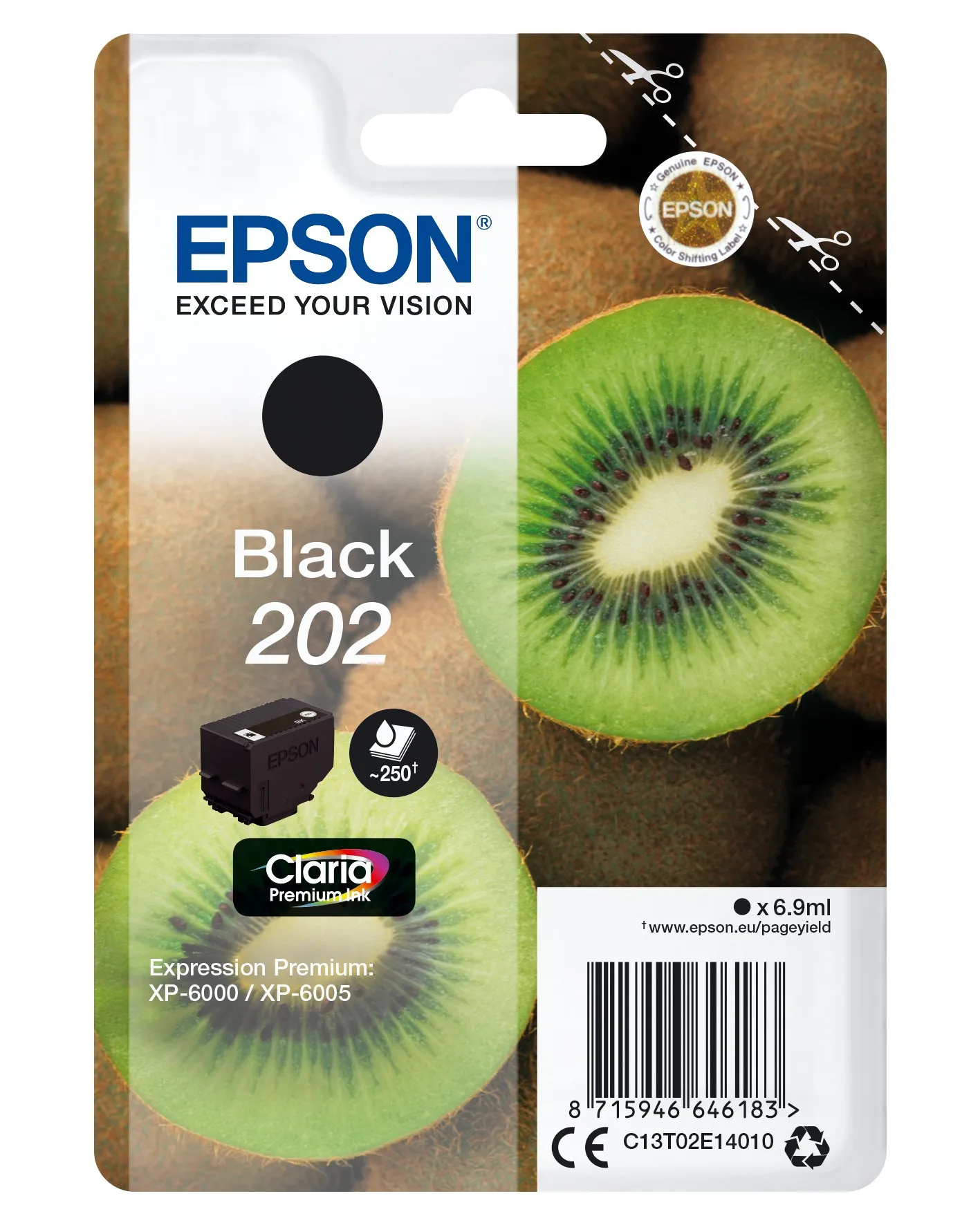 ORIGINALE Epson Cartuccia d'inchiostro nero C13T02E14010 202 250 pagine 69ml - immagine 1