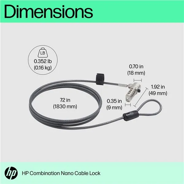 Hp Nano Combination Cable Lock 63B28AA - immagine 1
