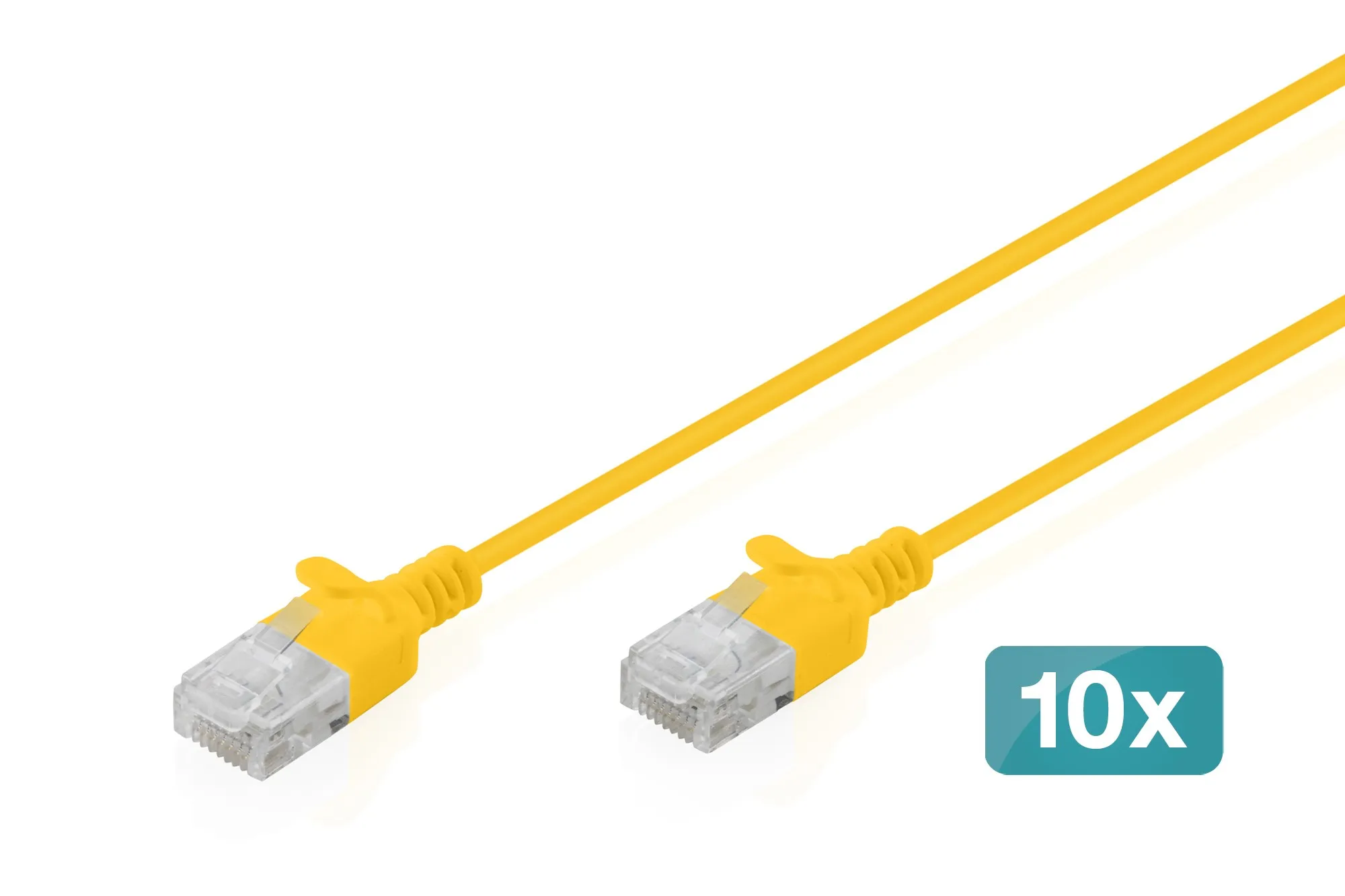 Cavo Rete Cat 6 U-Utp Rame Lszh Slim 2 M Giallo 10 Pezzi - immagine 1