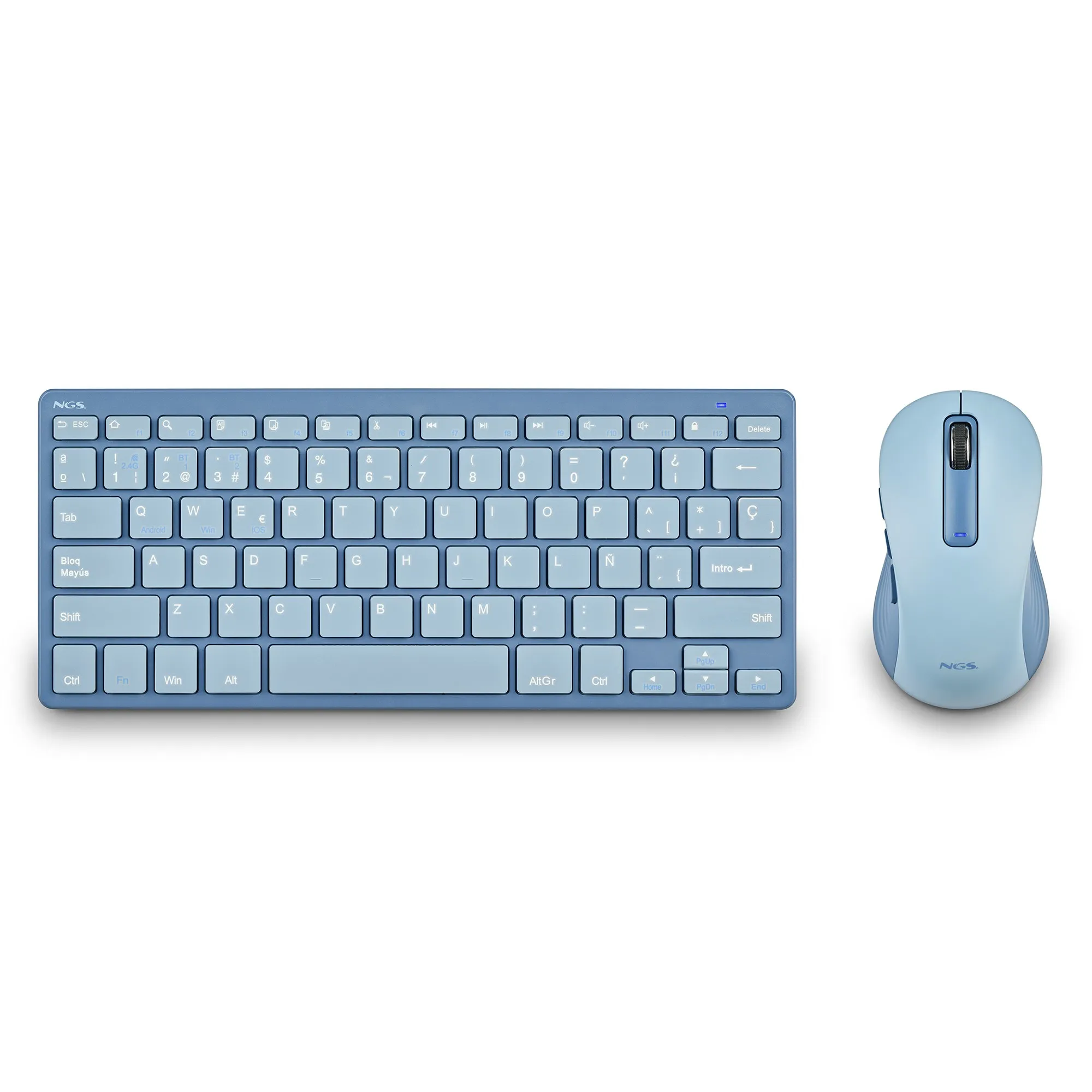 NGS FANTASY (QUERTY ES) tastiera Mouse incluso Universale RF senza fili + Bluetooth QWERTY Spagnolo Blu - immagine 1