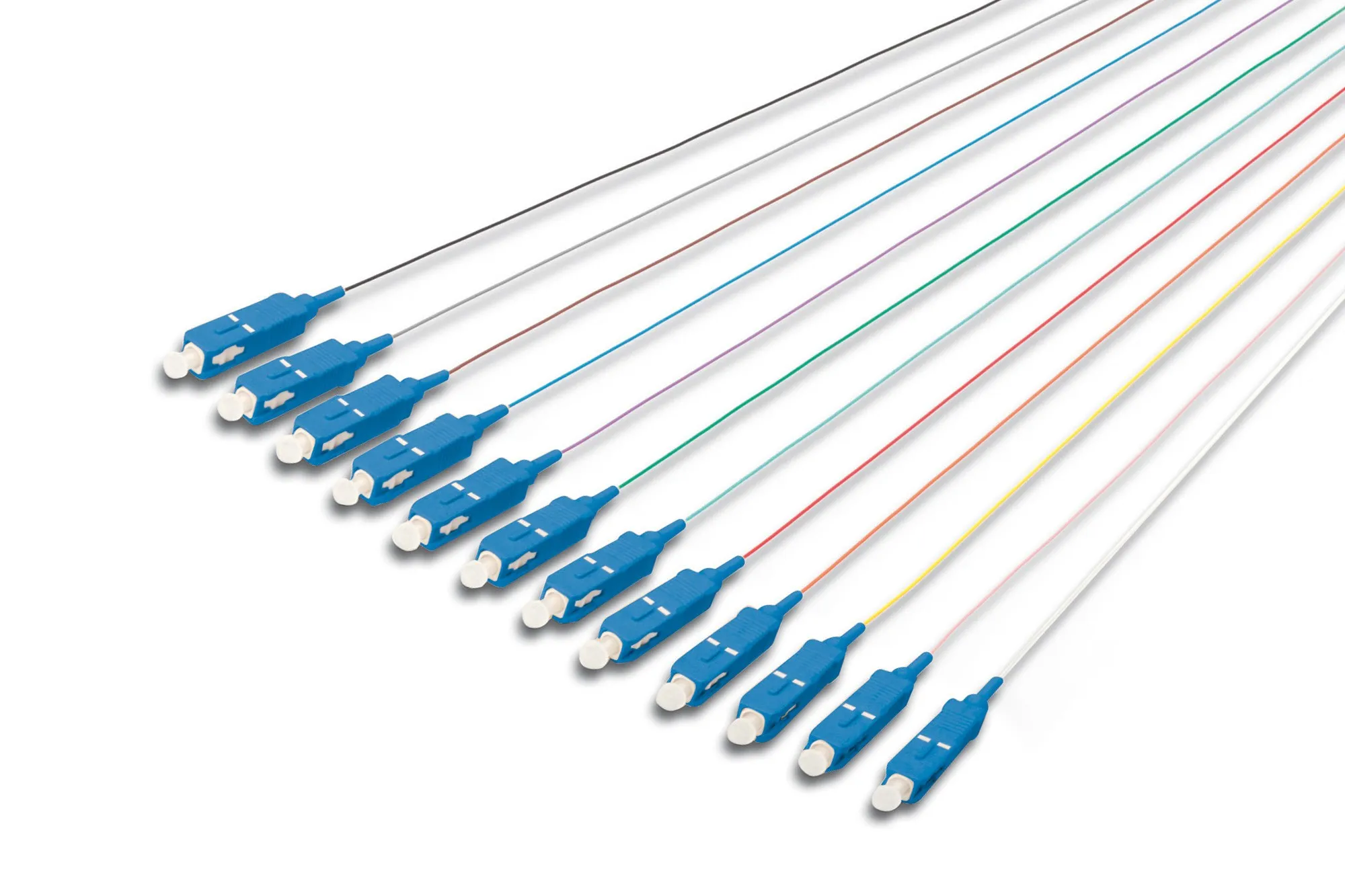 Set 12 Cavi Pigtail Fibra Ottica Colorati Connettori Sc Os2 09/125 Simplex - immagine 1