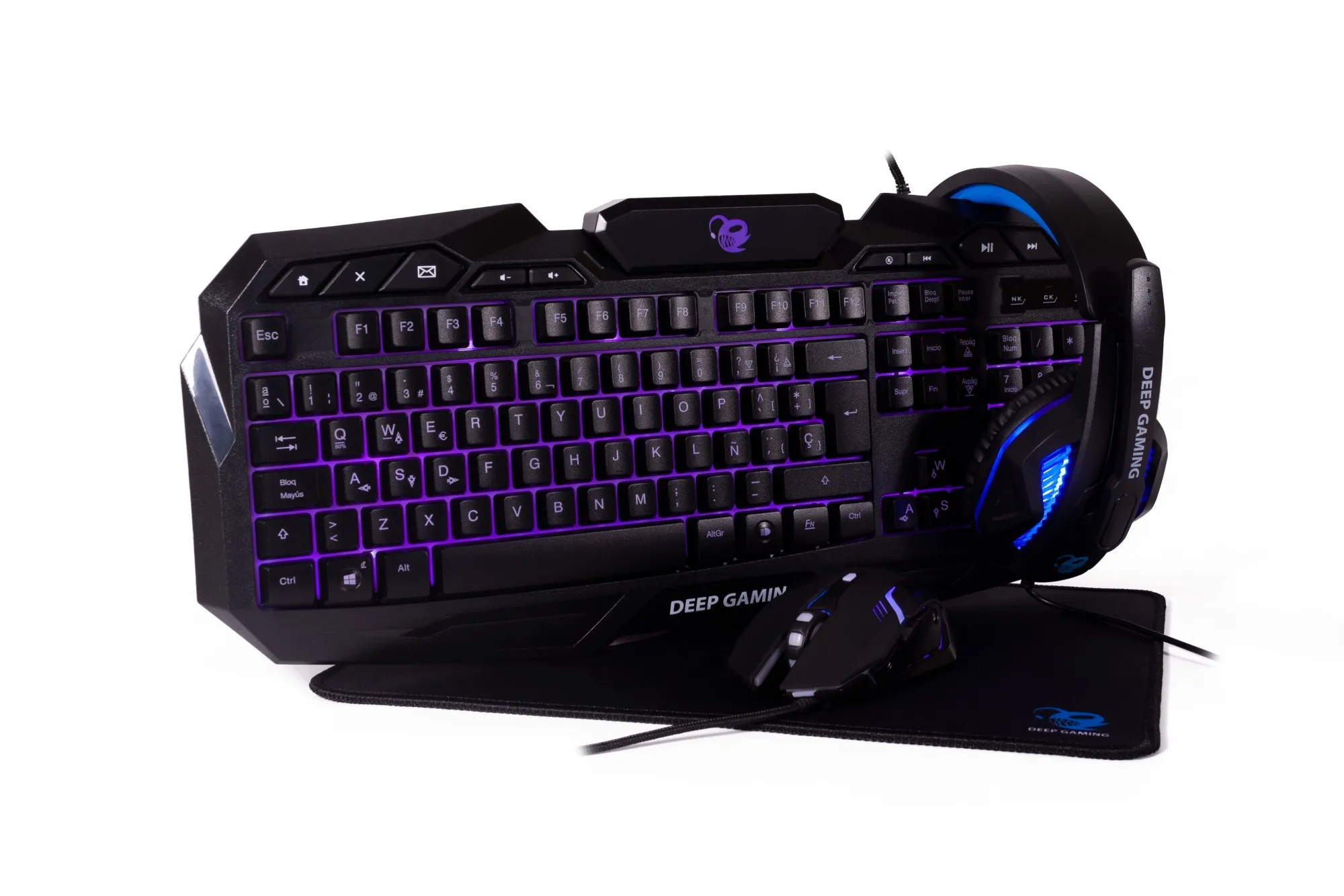 Deep Gaming DG-KTRAA-10 tastiera Mouse incluso USB QWERTY Spagnolo Nero - immagine 1