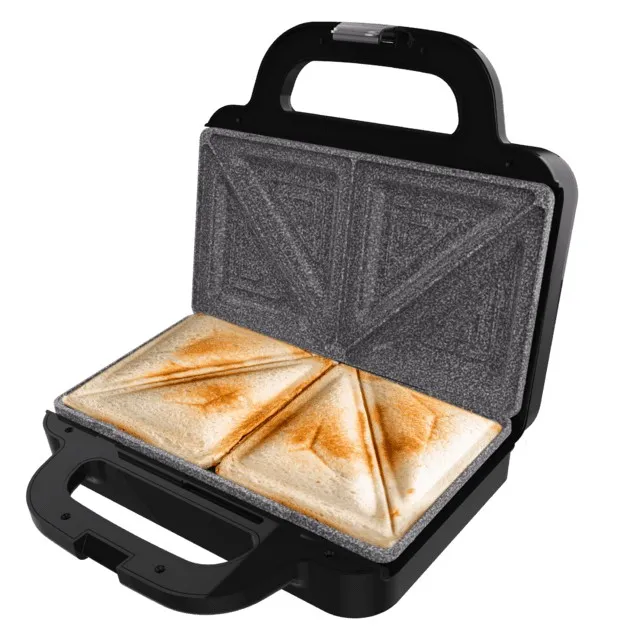 Cecotec Rock'nToast Deep Classic Sandwichera - 1000W - Capacidad para 2 Sandwiches - Placas Triangulares - Antiadherente - Acero Inoxidable - Indicador Luminoso - Base Antideslizante - Color Negro - immagine 1