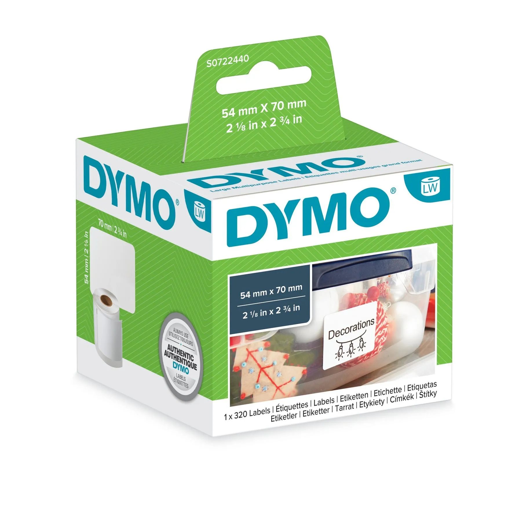 ORIGINALE DYMO Etichette S0722440 99015 Etichette 70x54mm bianco 1x320 Pezzi - immagine 1
