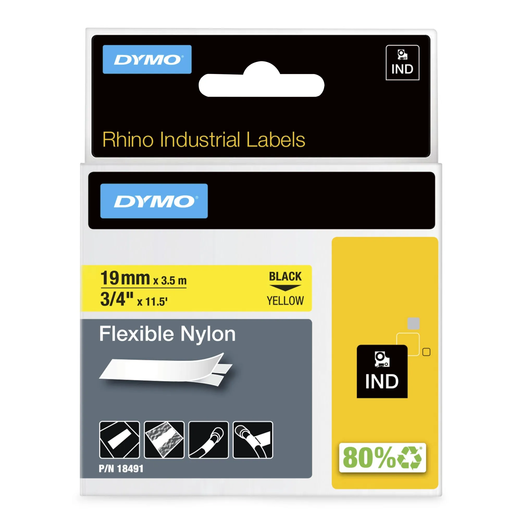 ORIGINALE DYMO Nastro Nero su giallo S0718090 18491 - immagine 1