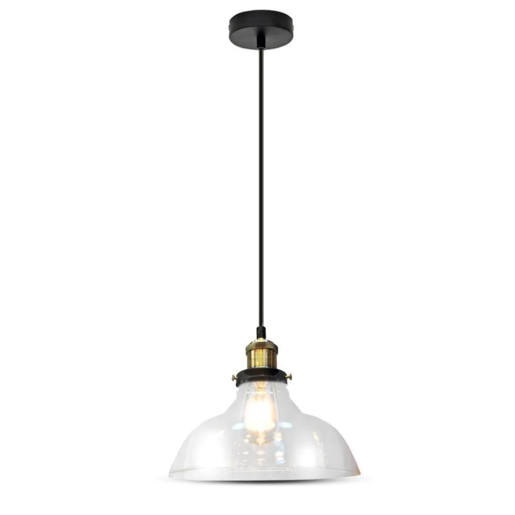 V-TAC Lampadario LED in Vetro e Metallo con Portalampada E27 (Max 60W) Colore Trasparente d: 245mm - immagine 1
