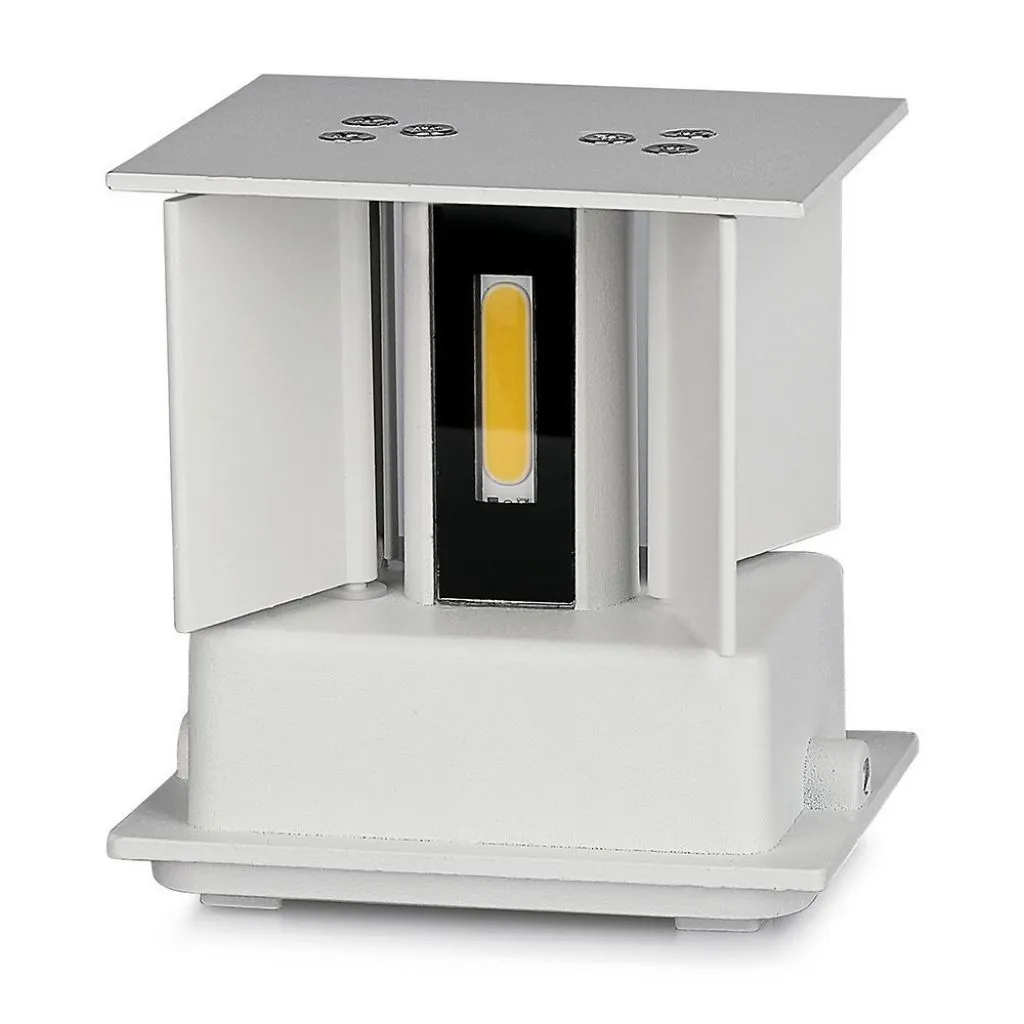 V-TAC Lampada LED da Muro Quadrata Doppio LED COB 5W 140LM/W Colore Bianco Satinato Fascio Luminoso Regolabile 3000K IP65 - immagine 1