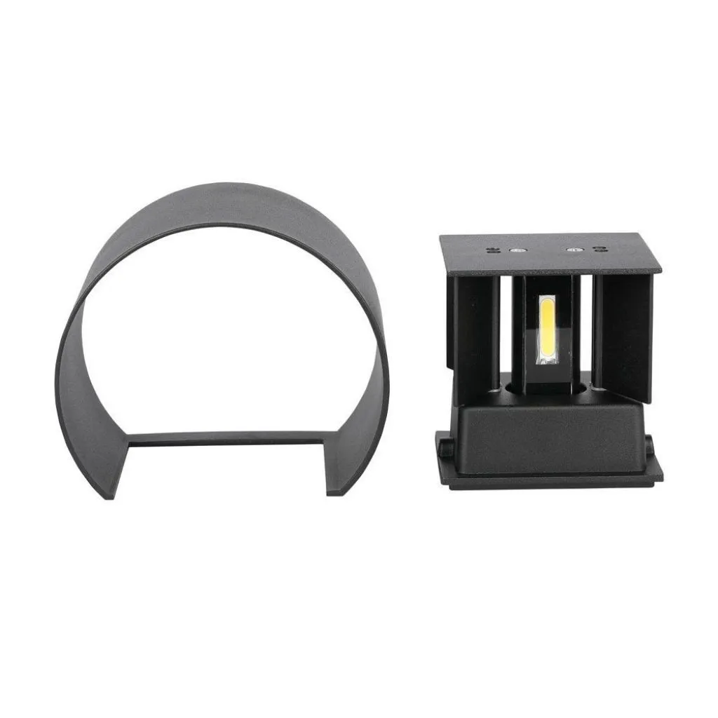 V-TAC Lampada LED da Muro Arrotondata Doppio LED COB 5W 140LM/W Colore Nero Satinato Fascio Luminoso Regolabile 4000K IP65 - immagine 1