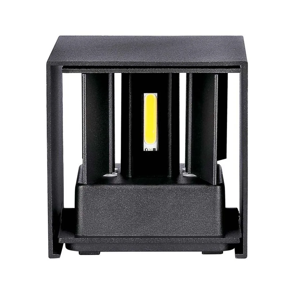 V-TAC Lampada LED da Muro Quadrata Doppio LED COB 5W 140LM/W Colore Nero Satinato Fascio Luminoso Regolabile 3000K IP65 - immagine 1
